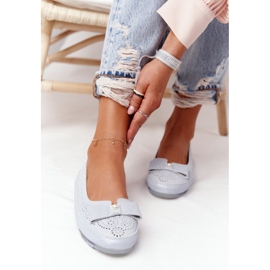 Balerini albaștri ecologici din piele Rio Flore albastru 1