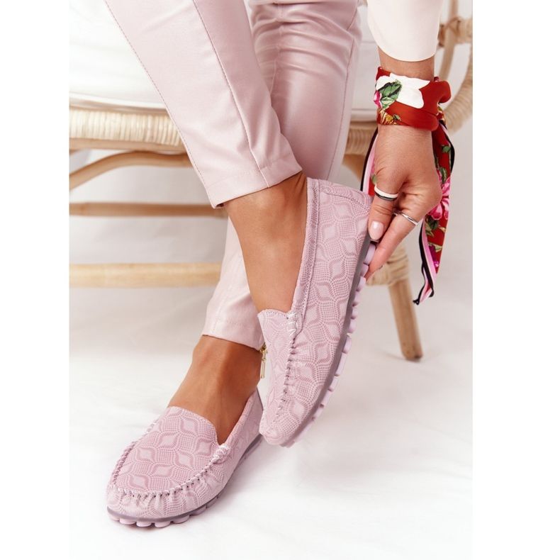 Mocasini Rio Flore din piele ecologică roz 1