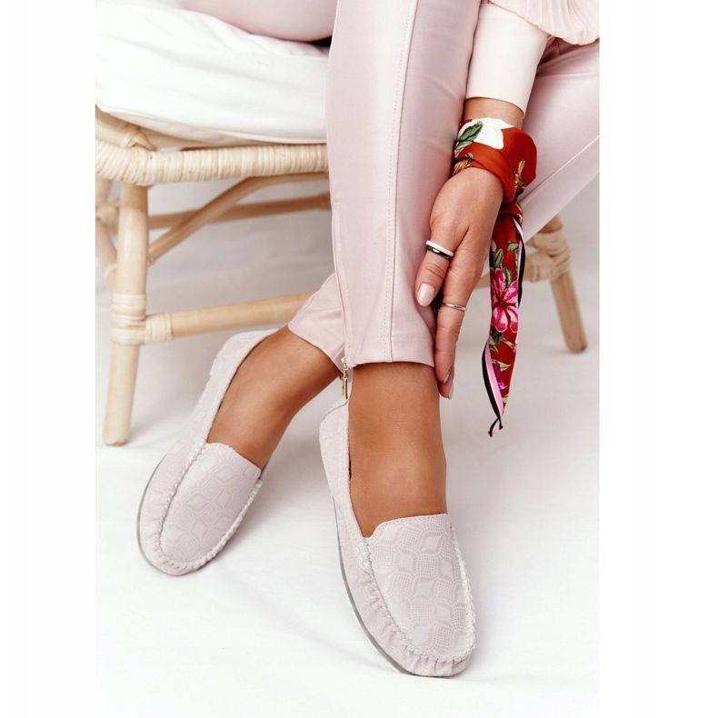 Mocasini din piele ecologici Rio Flore Bej 2