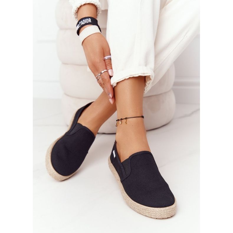 Espadrile negre pe talpă împletită Big Star DD274017 negru 1