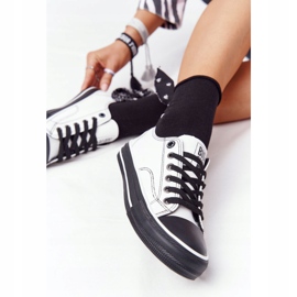 Adidași din piele pentru femei Big Star HH274147 Alb și negru 2