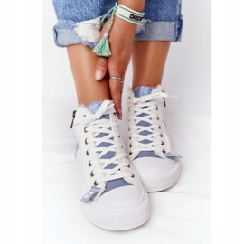 Adidași de damă pentru femei Big Star HH274160 Alb albastru 2