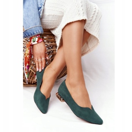 Mocasini verzi pe tocuri de aur Vinceza 21-10601 verde 2