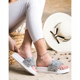 Seastar Papuci de cristal de moda alb argint 4