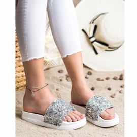 Seastar Papuci de cristal de moda alb argint 3