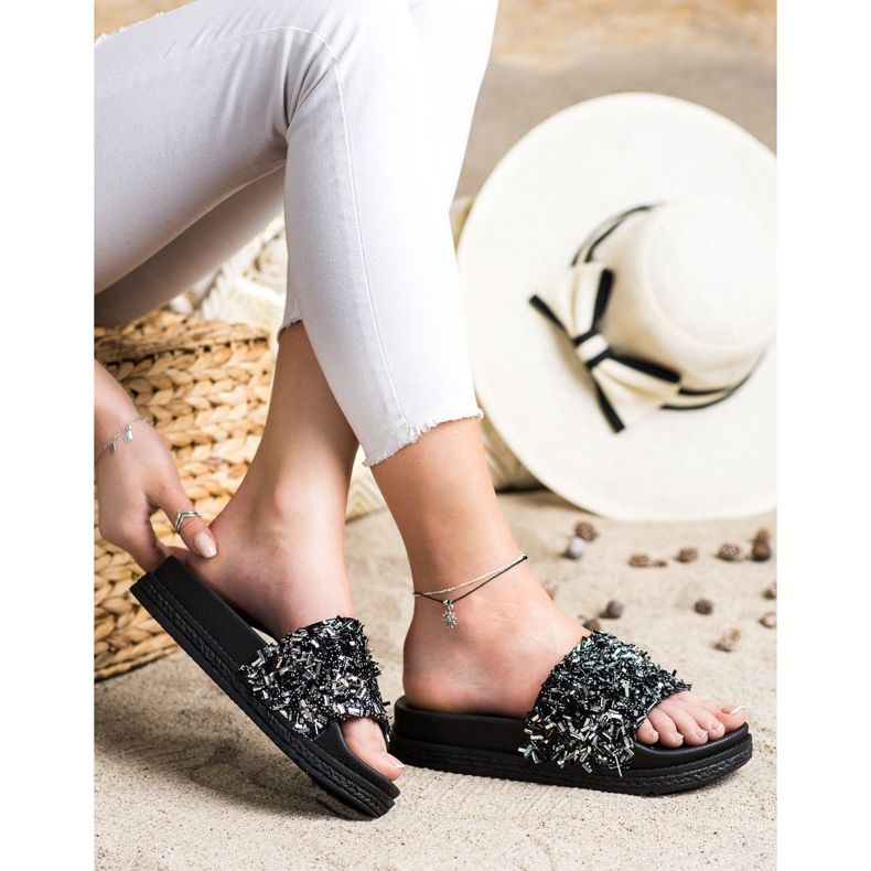 Seastar Papuci de cristal de moda negru 1