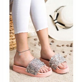 Seastar Papuci de cristal de moda maro roz argint 4