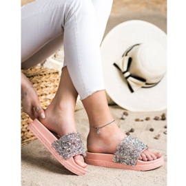 Seastar Papuci de cristal de moda maro roz argint 1