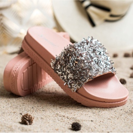 Seastar Papuci de cristal de moda maro roz argint 2