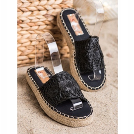 Seastar Espadrile Flip Flops Pe O Platformă De Paie negru 2