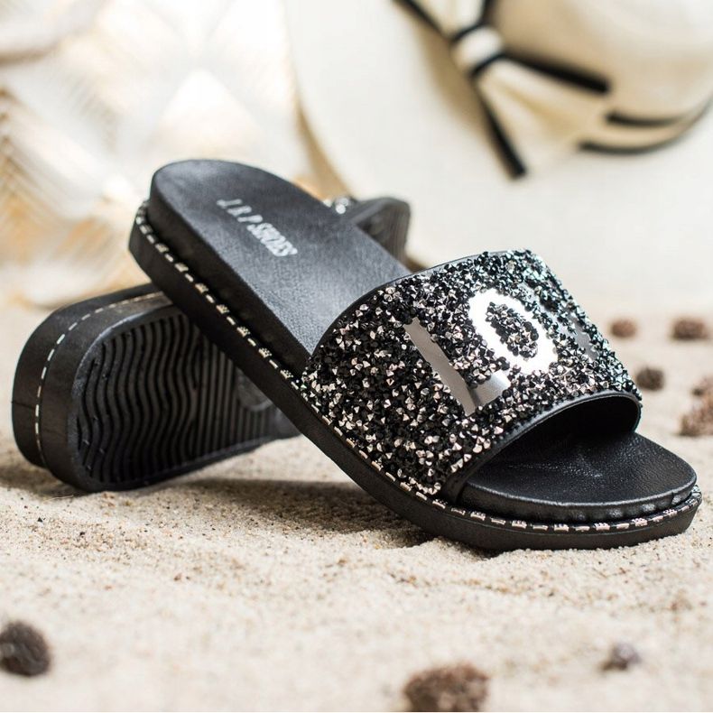 SHELOVET Love papuci cu platformă negru argint 1