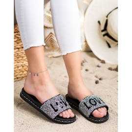 SHELOVET Love papuci cu platformă negru argint 1