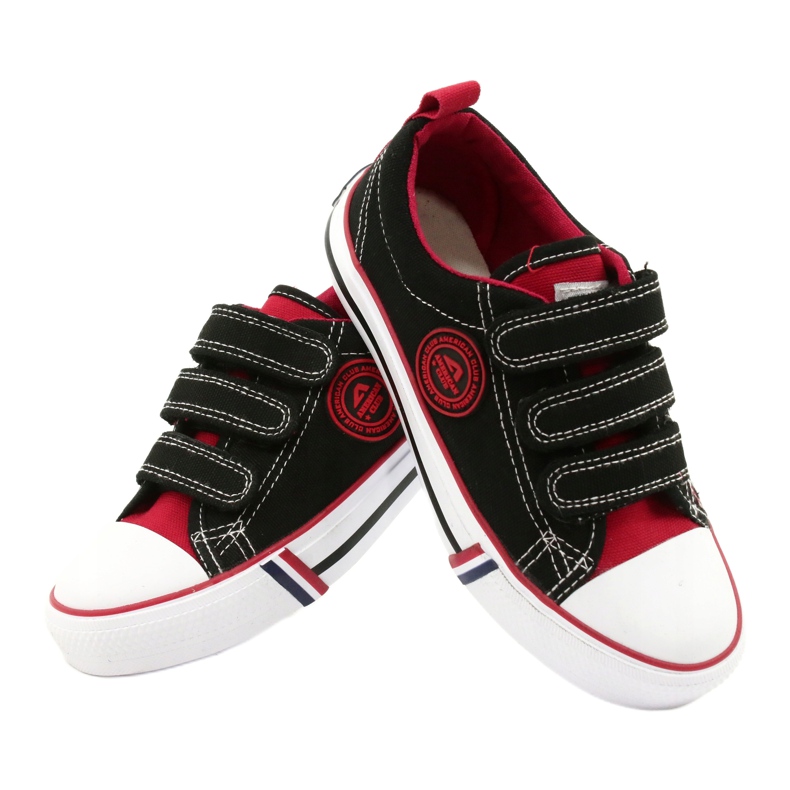 Adidași pentru copii americani cu velcro American Club LH61 Negru-Roșu roşu 3