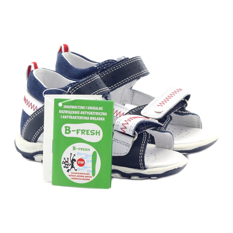 Sandale din piele pentru Velcro 81824 Navy/Red Bartek albastru 5