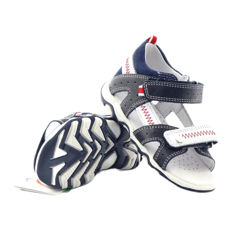 Sandale din piele pentru Velcro 81824 Navy/Red Bartek albastru 3