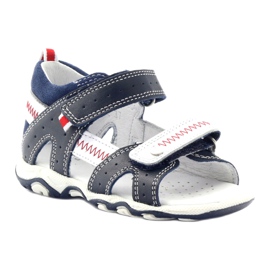 Sandale din piele pentru Velcro 81824 Navy/Red Bartek albastru 1