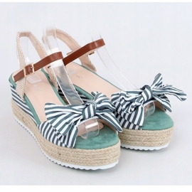 Sandale cu toc alb și verde espadrile DZ8009 Verde bej maro 1