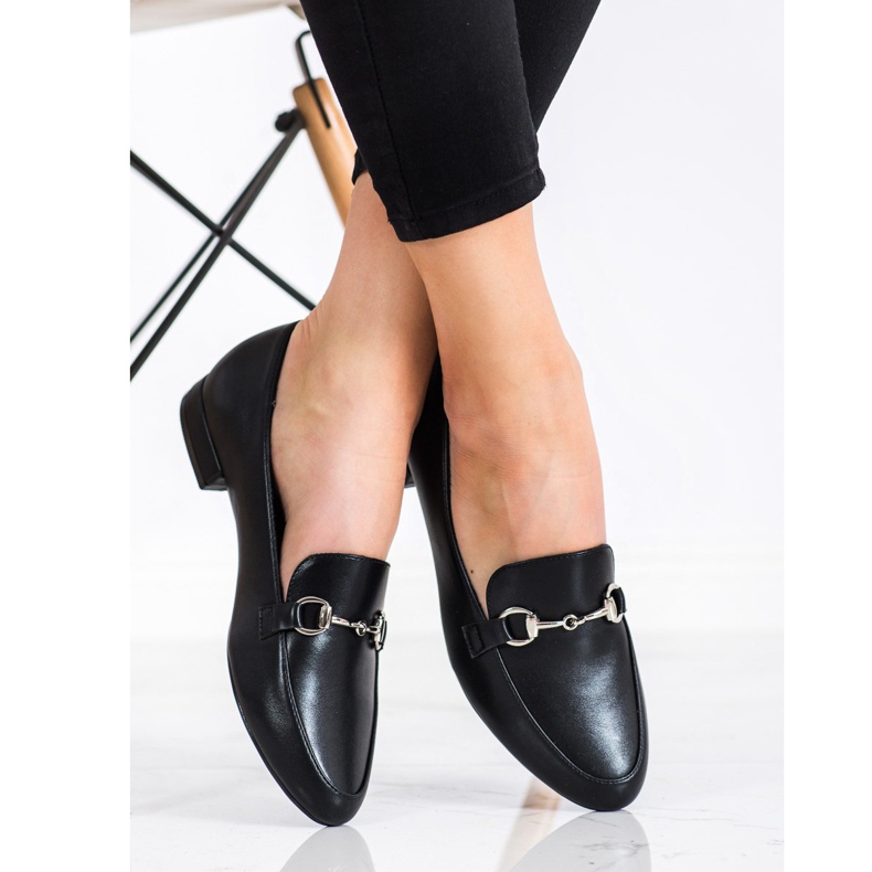 Sergio Leone Mocasini clasici cu piele ecologică negru 1