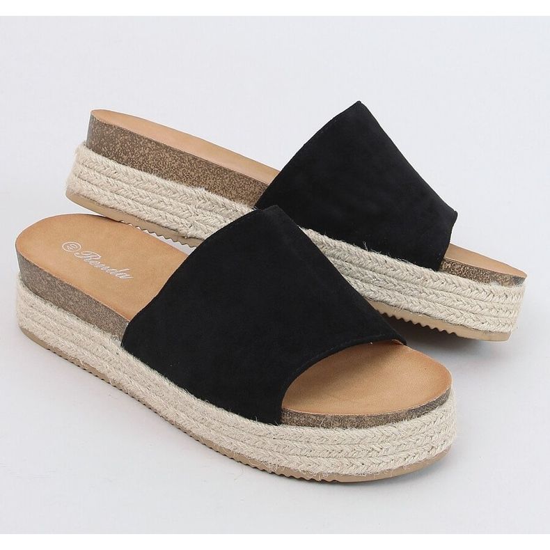 Papuci espadrile negre 10-215 Negru 1