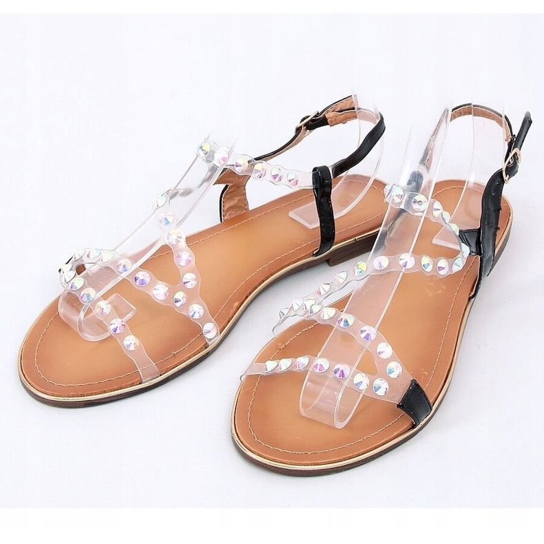 Sandale negre cu curea din silicon 1BP-0050 Negru 1