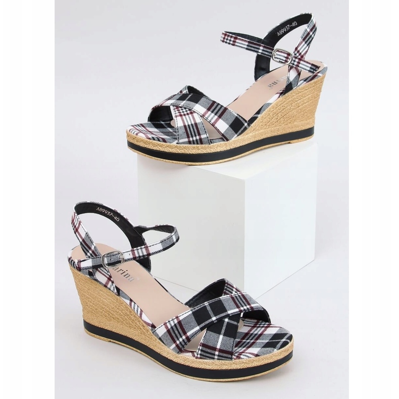 Sandale negre cu carouri negre A89937 Negre negru 1