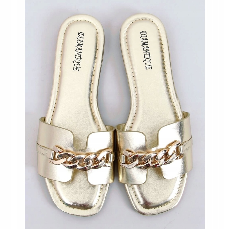 Papuci de aur HY23-01 aurii cu lanț 1 Papuci de aur HY23-01 aurii cu lanț 1