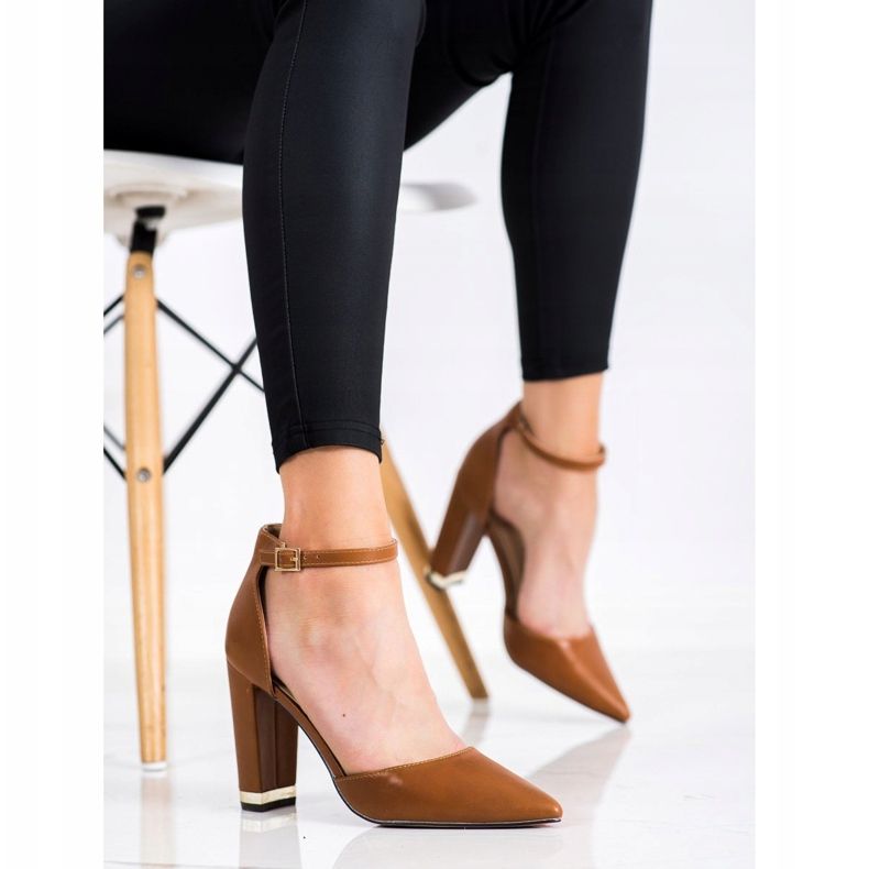 Diamantique Pompe elegante în Spitz maro 1