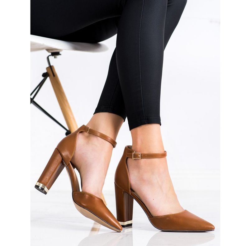 Diamantique Pompe elegante în Spitz maro 2