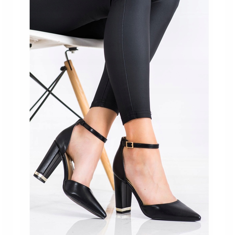 Diamantique Pompe elegante în Spitz negru 2