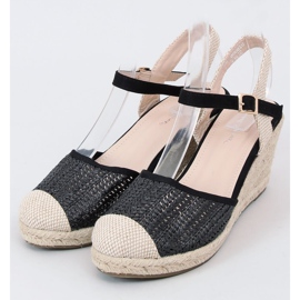 Espadrile negre pe toc cu pană DZ8006 Negru bej 1 Espadrile negre pe toc cu pană DZ8006 Negru bej 1