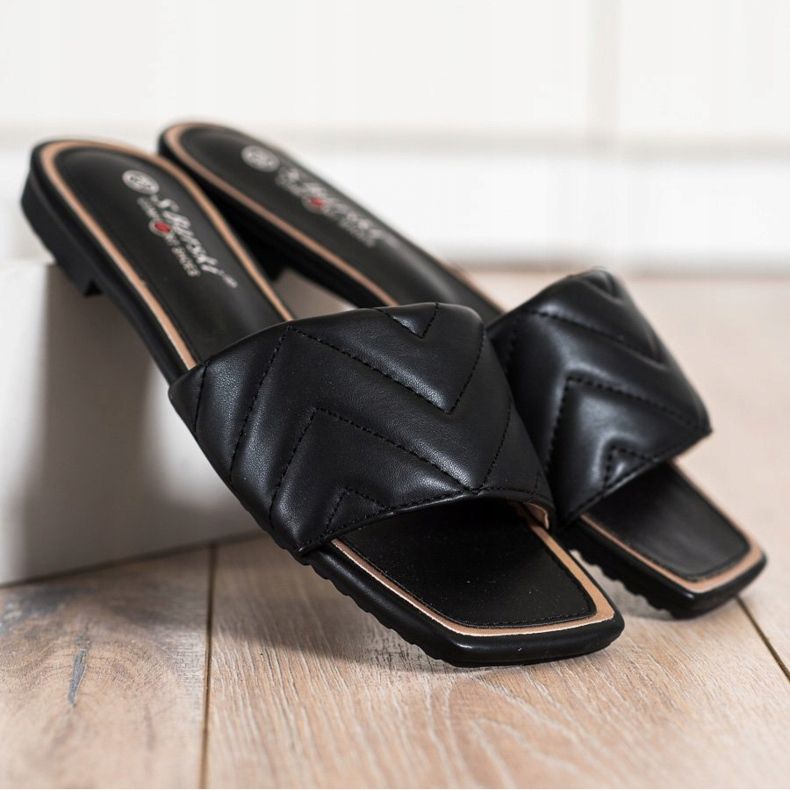 S. BARSKI Papuci S.BARSKI matlasati negru 1