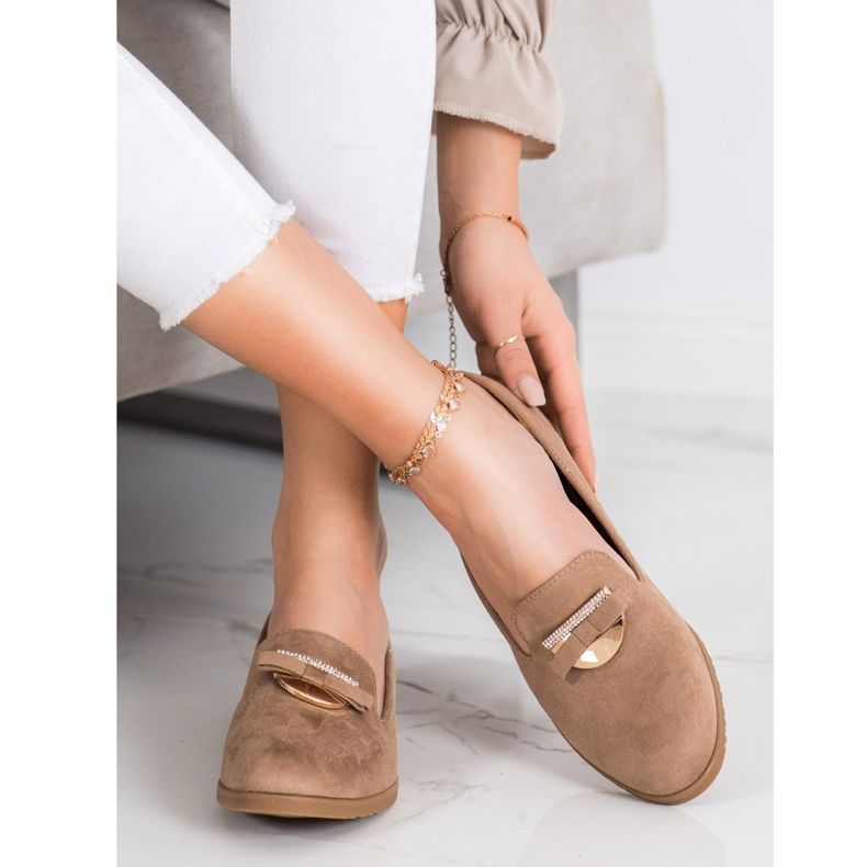 SHELOVET Domnii eleganți cu zirconiu cubic bej 1 SHELOVET Domnii eleganți cu zirconiu cubic bej 1