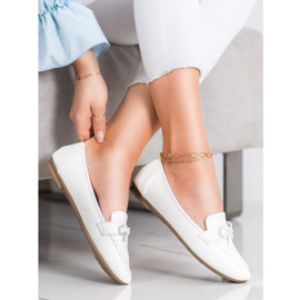 Diamantique Mocasini din piele ecologică alb 1
