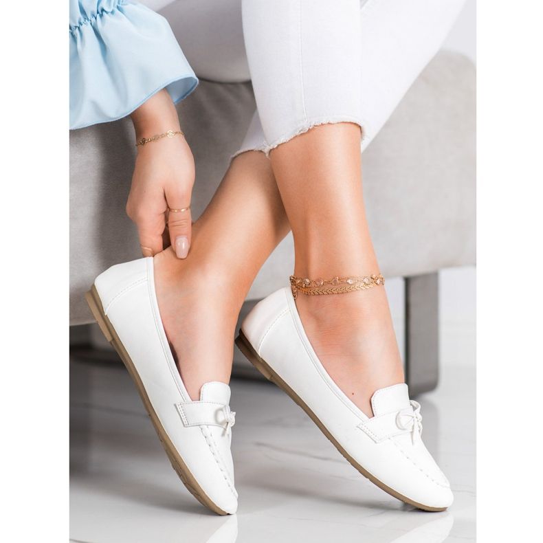 Diamantique Mocasini din piele ecologică alb 1