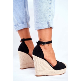 MSMG Sandale cu toc de avocado negru cu împletituri 2