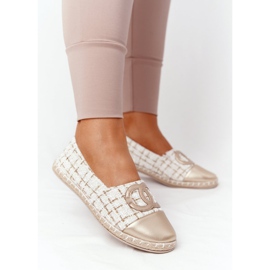 EVE Espadrile de aur elegante pentru femei Be My Love bej 2
