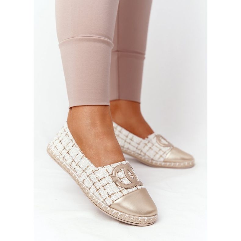 EVE Espadrile de aur elegante pentru femei Be My Love bej 2