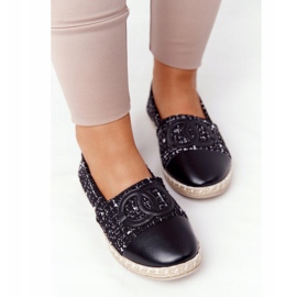EVE Espadrile negre elegante pentru femei Be My Love bej negru 1