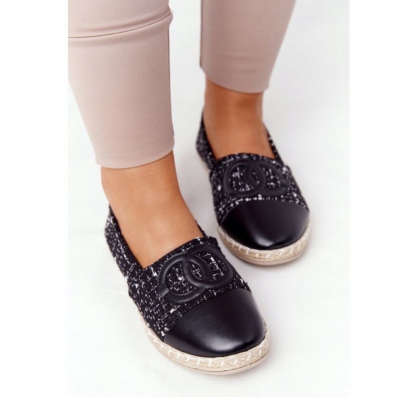 EVE Espadrile negre elegante pentru femei Be My Love bej negru 1