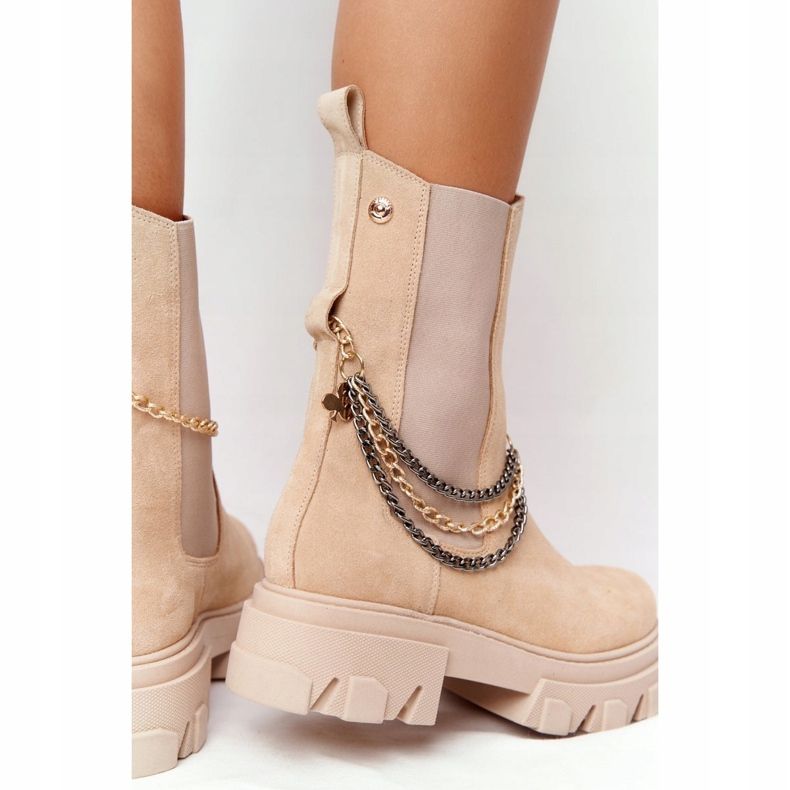 Lewski Shoes Pantofi din piele de căprioară Sztyblety Workery Lewski 2998-0 Sand bej multicolor 2