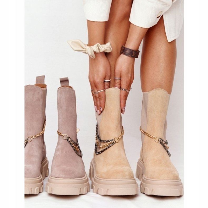 Lewski Shoes Pantofi din piele de căprioară Sztyblety Workery Lewski 2998-0 Sand bej multicolor 1