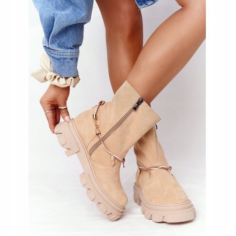 Lewski Shoes Cizme din piele de căprioară Lucrări Lewski Pantofi 3006-0 Nisip bej multicolor 2