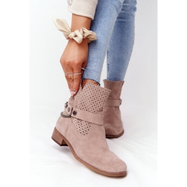 Lewski Shoes Cizme de primăvară ajurate Pantofi Lewski 2905-0 Bej 2