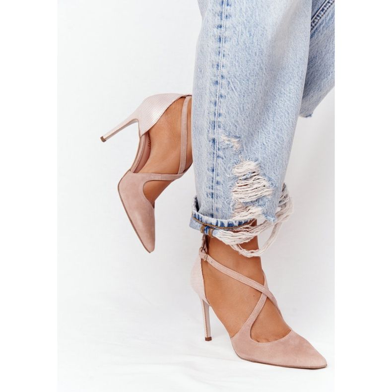 PV3 Stilete elegante din piele intoarsa Visconi 7400 Roz 2