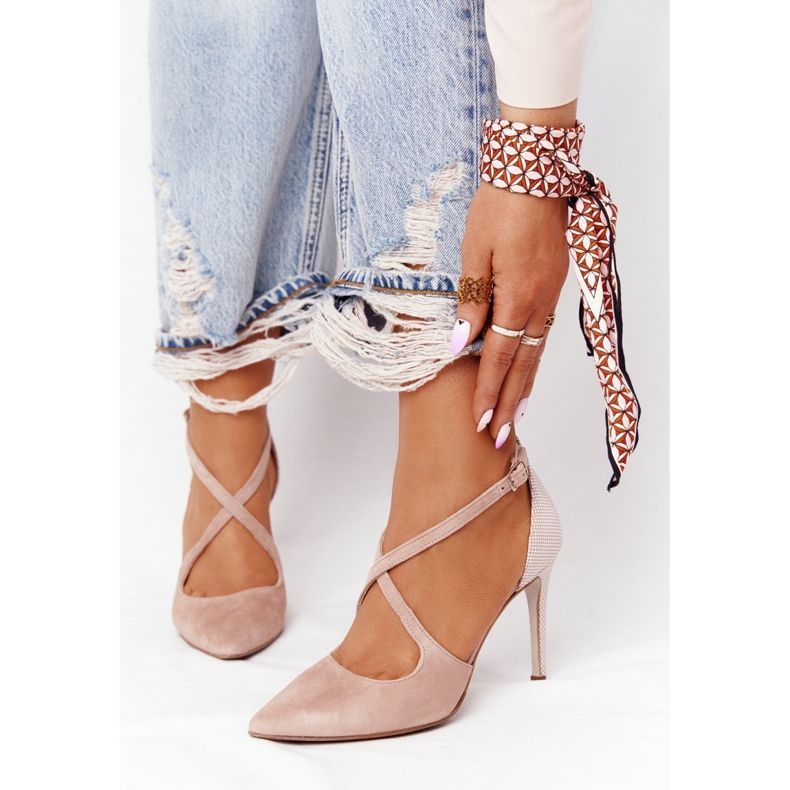 PV3 Stilete elegante din piele intoarsa Visconi 7400 Roz 1