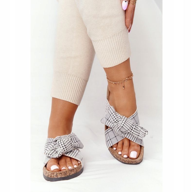 Papuci pe talpa de plută Vinceza 20-30105 Grey Check gri 2