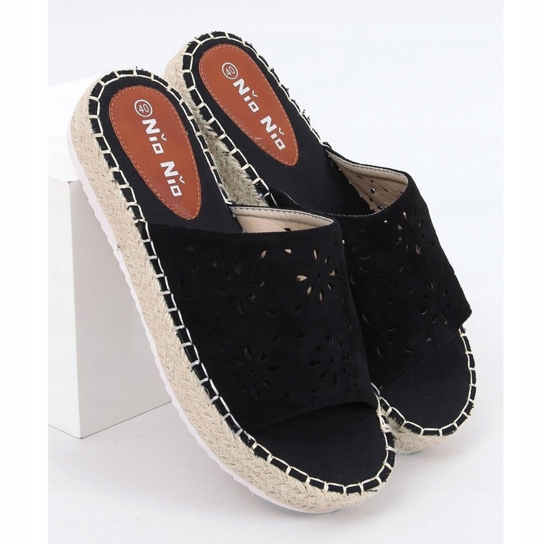 Espadrile negre ajurate 99-62A Negru 1