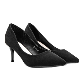 Pompă neagră pe toc stiletto din Anissa cu piele ecologică negru 1