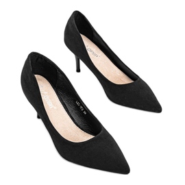 Pompă neagră pe toc stiletto din Anissa cu piele ecologică negru 2