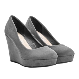 BM Pompă gri din piele ecologică pe pană Karilla 1